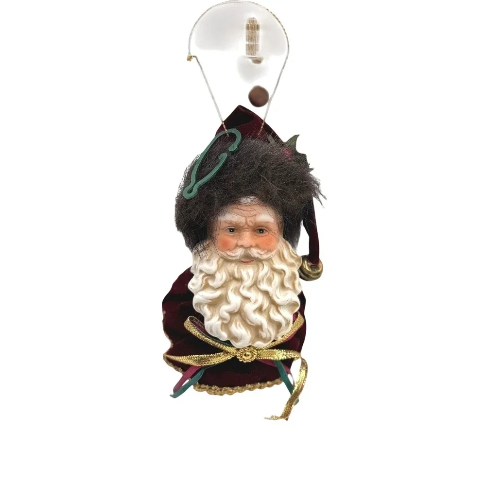 Vintage Santa Claus Christmas Ornament Bell Red Velvet Hanging Decoration‎